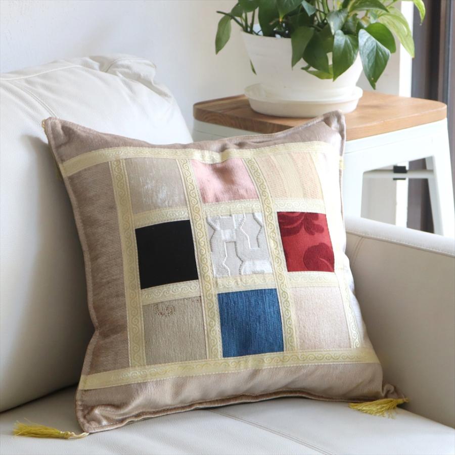 シュニール素材 モザイククッションカバー 45cmサイズ パッチワーク |  | 01