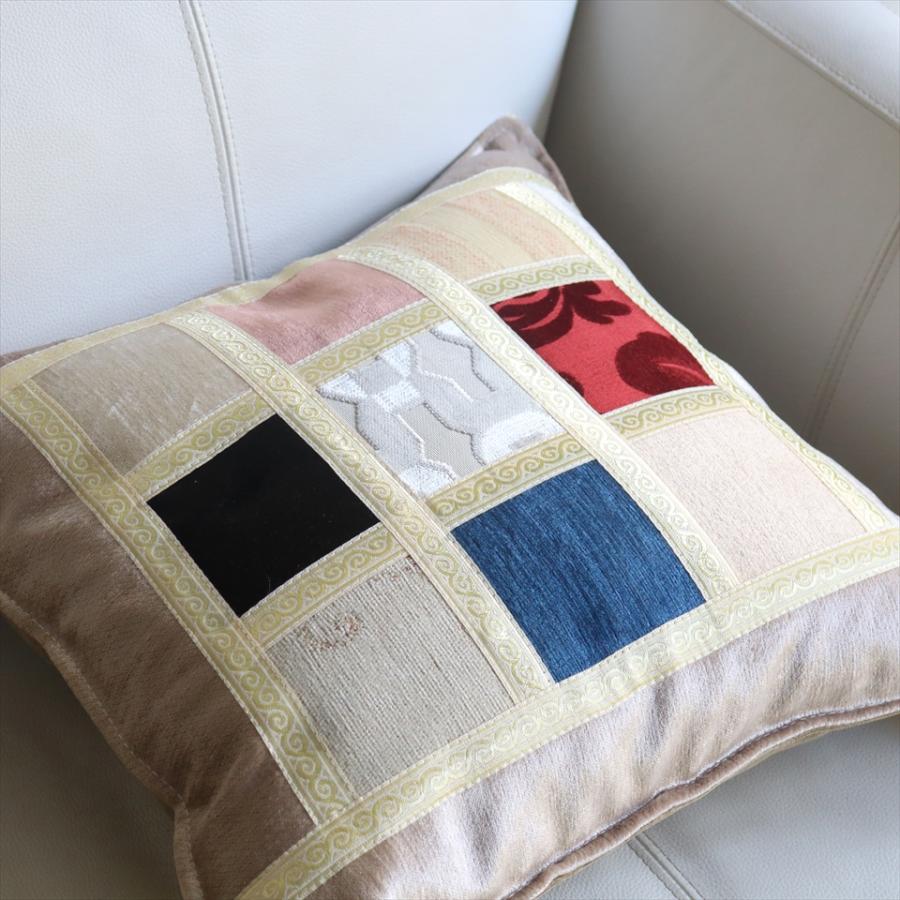 シュニール素材 モザイククッションカバー 45cmサイズ パッチワーク |  | 03