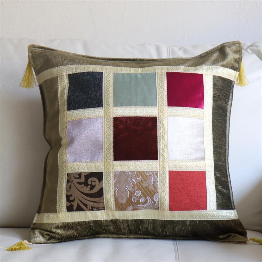 シュニール素材 モザイククッションカバー 45cmサイズ パッチワーク | 
