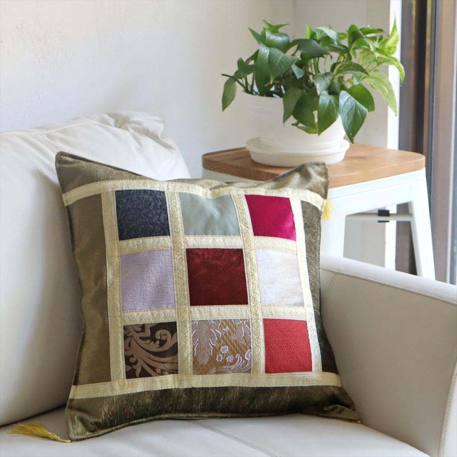 シュニール素材 モザイククッションカバー 45cmサイズ パッチワーク |  | 01