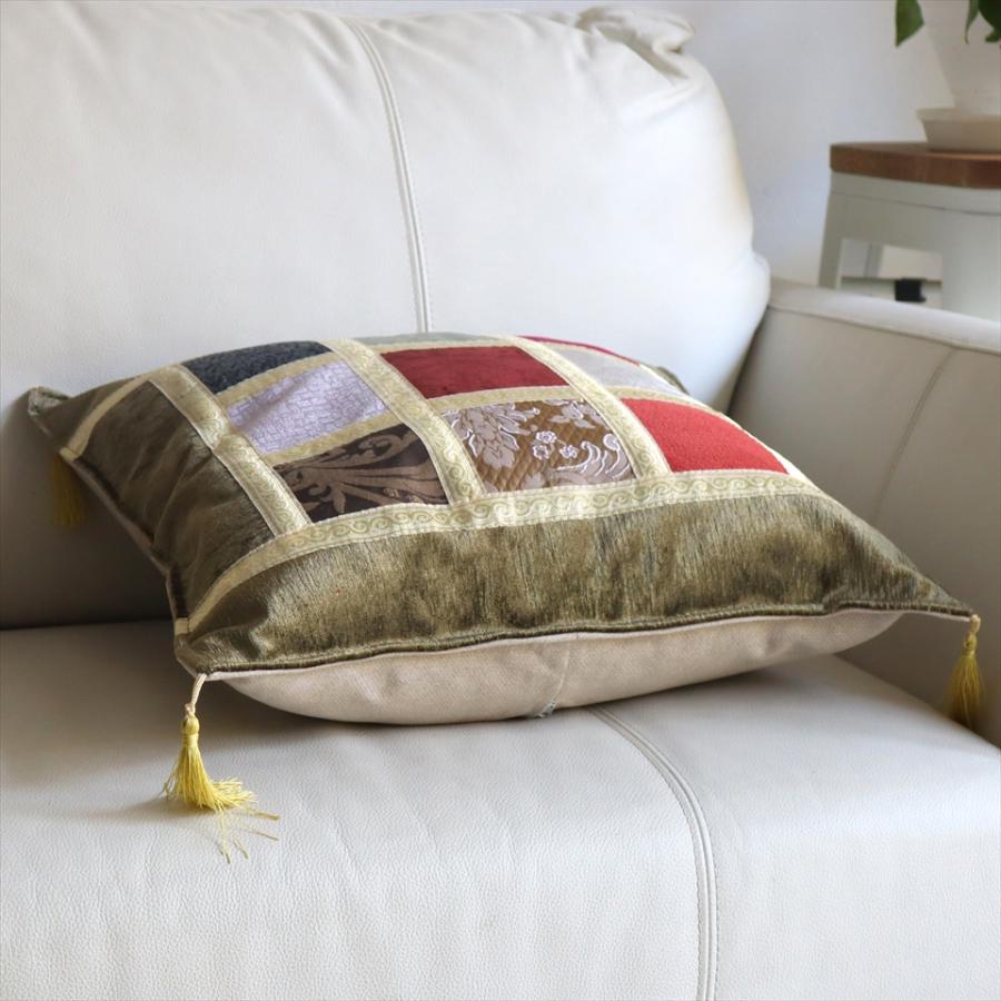 シュニール素材 モザイククッションカバー 45cmサイズ パッチワーク |  | 02