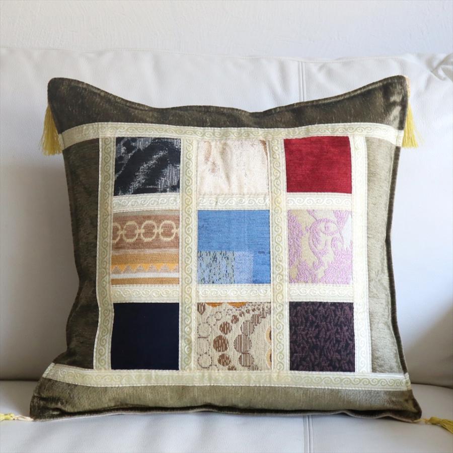 シュニール素材 モザイククッションカバー 45cmサイズ パッチワーク | 