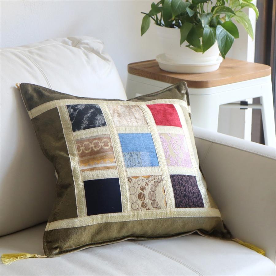 シュニール素材 モザイククッションカバー 45cmサイズ パッチワーク |  | 01