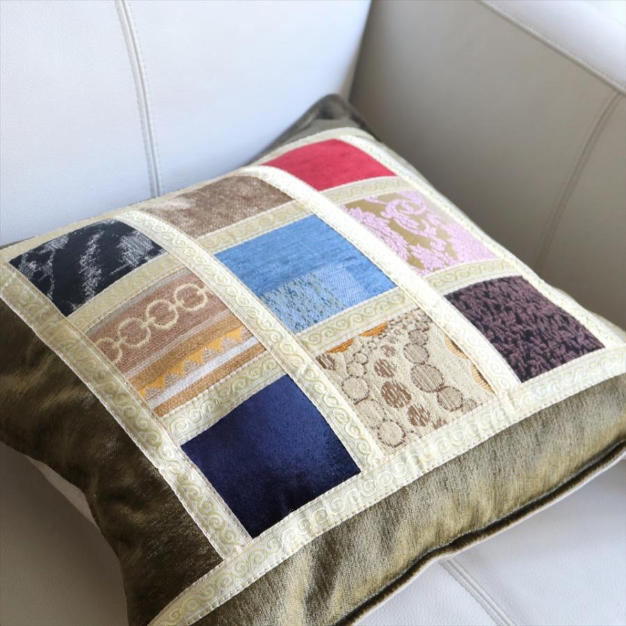 シュニール素材 モザイククッションカバー 45cmサイズ パッチワーク |  | 03