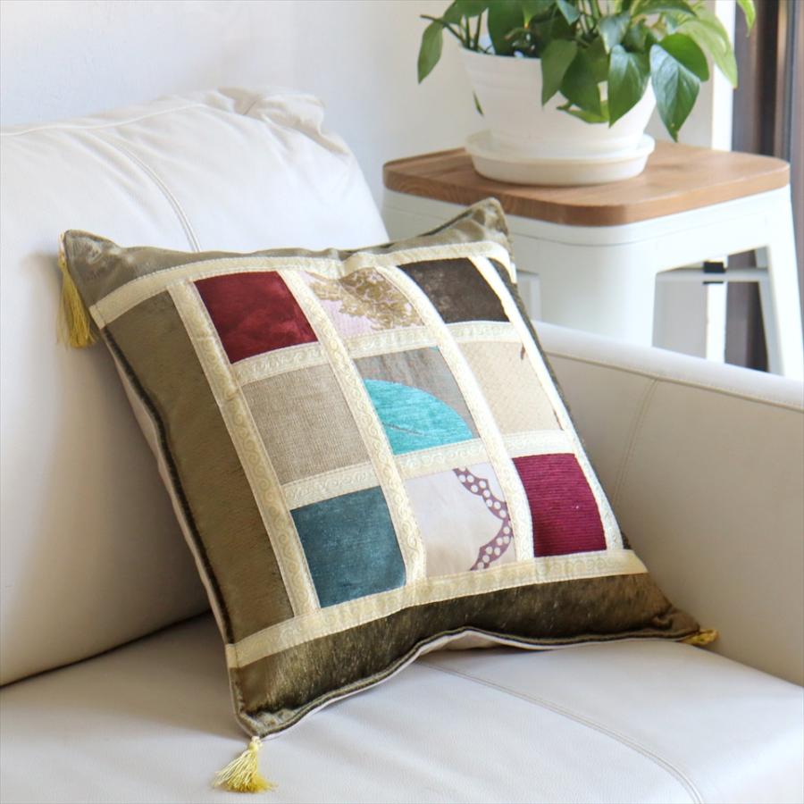 シュニール素材 モザイククッションカバー 45cmサイズ パッチワーク |  | 01