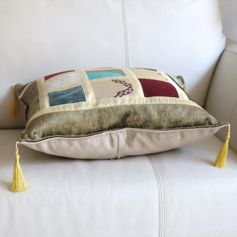 シュニール素材 モザイククッションカバー 45cmサイズ パッチワーク |  | 02