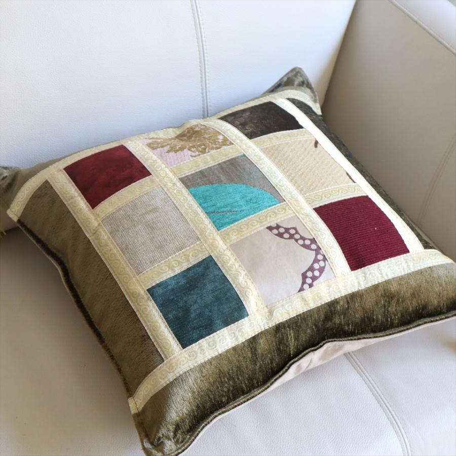 シュニール素材 モザイククッションカバー 45cmサイズ パッチワーク |  | 03