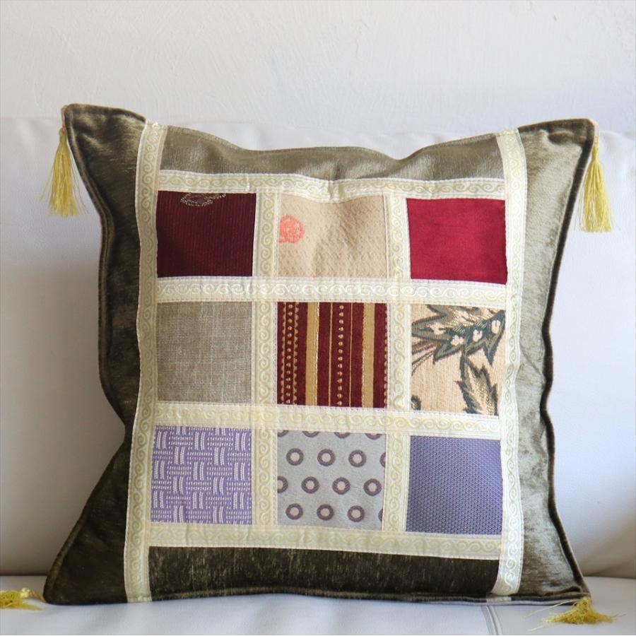 シュニール素材 モザイククッションカバー 45cmサイズ パッチワーク | 