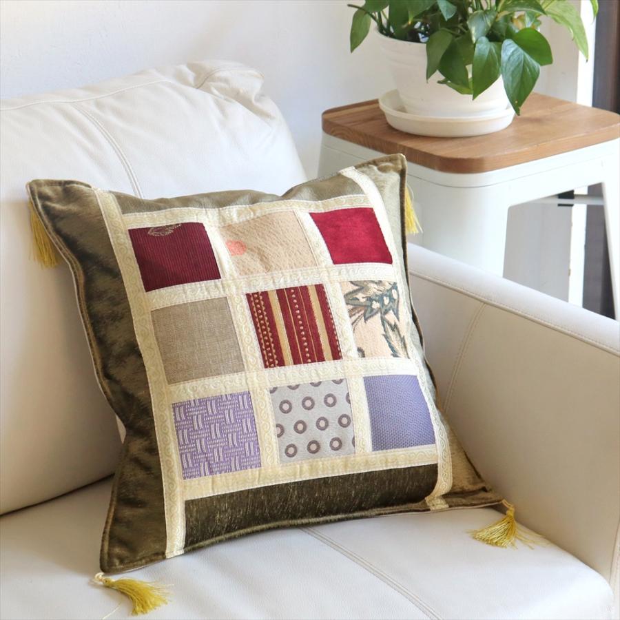 シュニール素材 モザイククッションカバー 45cmサイズ パッチワーク |  | 01