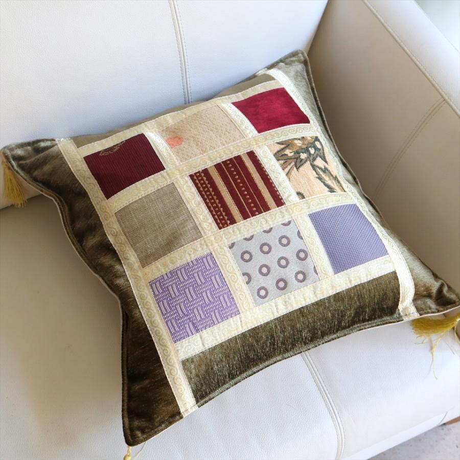 シュニール素材 モザイククッションカバー 45cmサイズ パッチワーク |  | 03