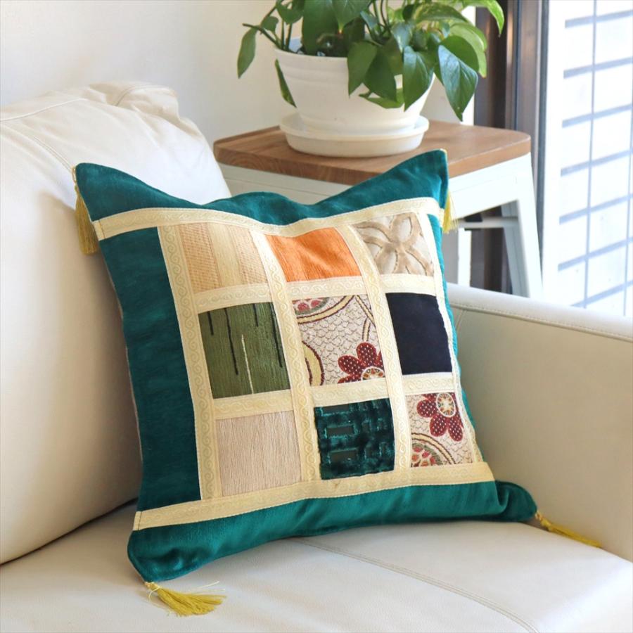 シュニール素材 モザイククッションカバー 45cmサイズ パッチワーク |  | 01