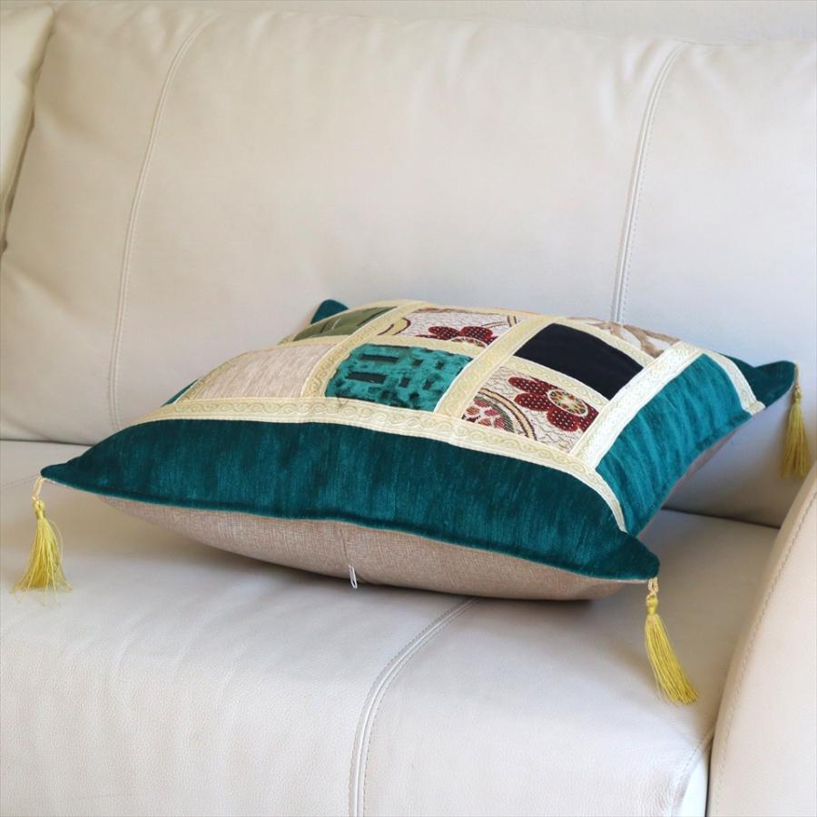 シュニール素材 モザイククッションカバー 45cmサイズ パッチワーク |  | 02