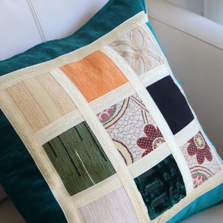 シュニール素材 モザイククッションカバー 45cmサイズ パッチワーク |  | 03