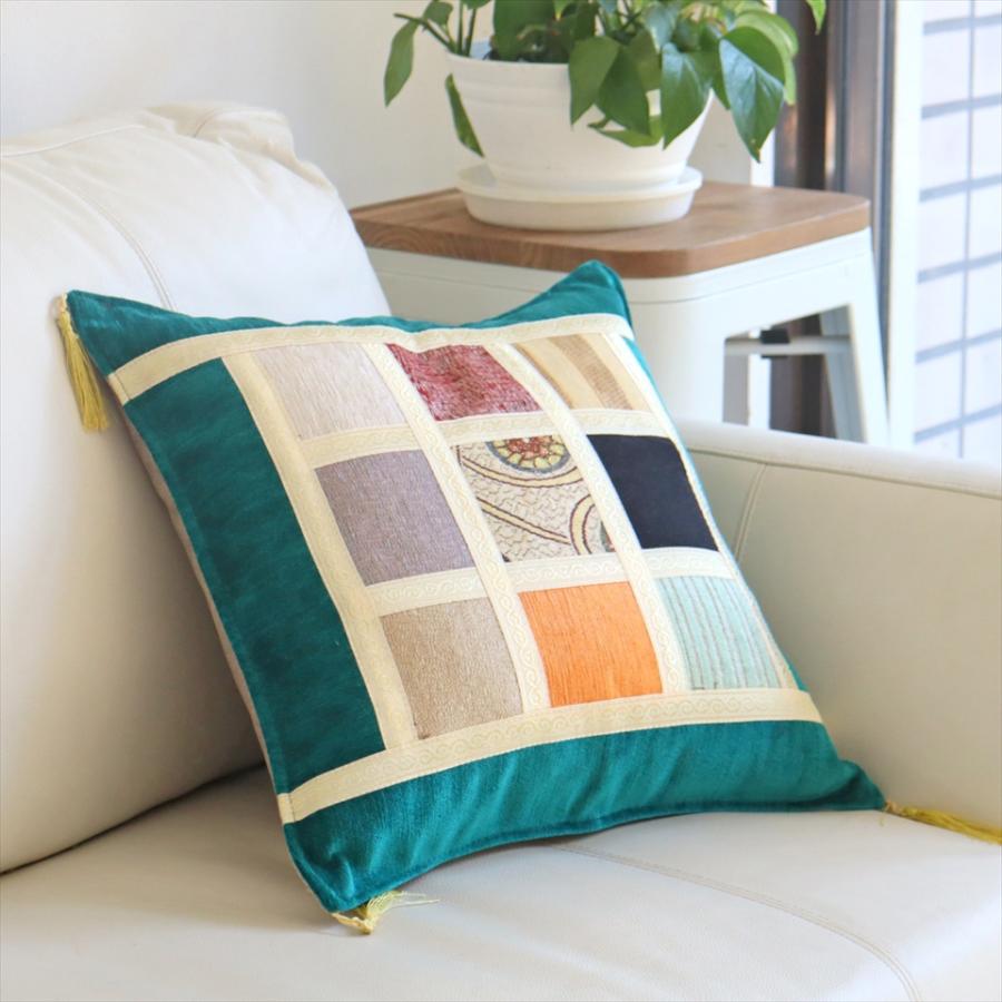 シュニール素材 モザイククッションカバー 45cmサイズ パッチワーク |  | 01