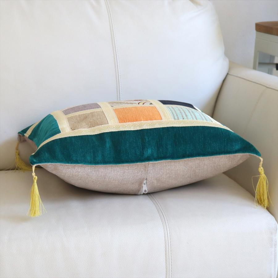 シュニール素材 モザイククッションカバー 45cmサイズ パッチワーク |  | 02