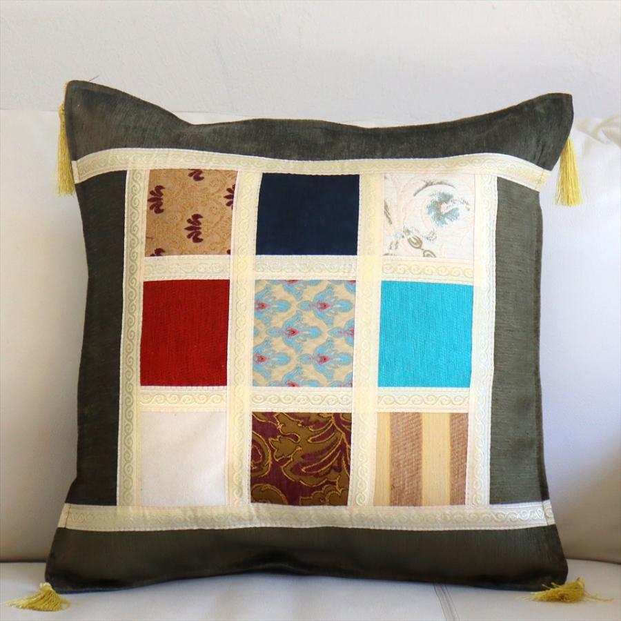 シュニール素材 モザイククッションカバー 45cmサイズ パッチワーク | 