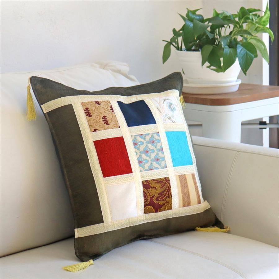 シュニール素材 モザイククッションカバー 45cmサイズ パッチワーク |  | 01