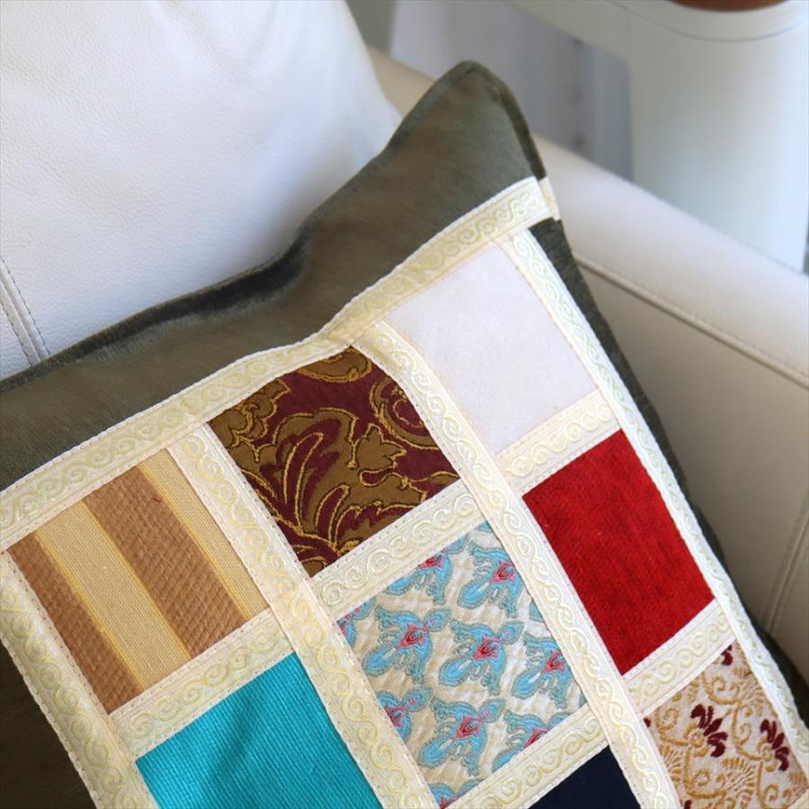 シュニール素材 モザイククッションカバー 45cmサイズ パッチワーク |  | 03