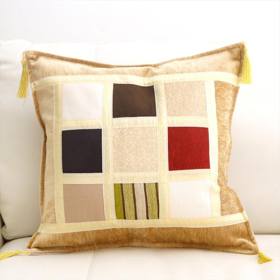 シュニール素材 モザイククッションカバー 45cmサイズ パッチワーク | 