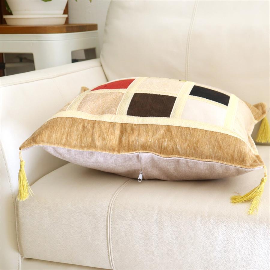 シュニール素材 モザイククッションカバー 45cmサイズ パッチワーク |  | 02