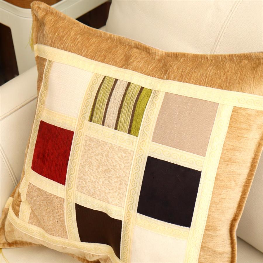 シュニール素材 モザイククッションカバー 45cmサイズ パッチワーク |  | 03