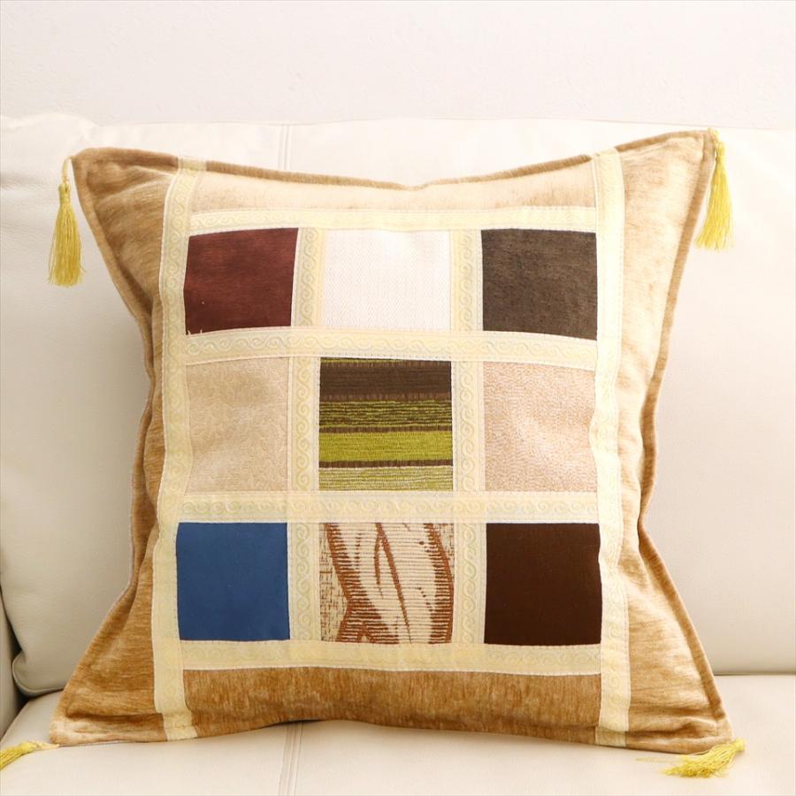 シュニール素材 モザイククッションカバー 45cmサイズ パッチワーク | 