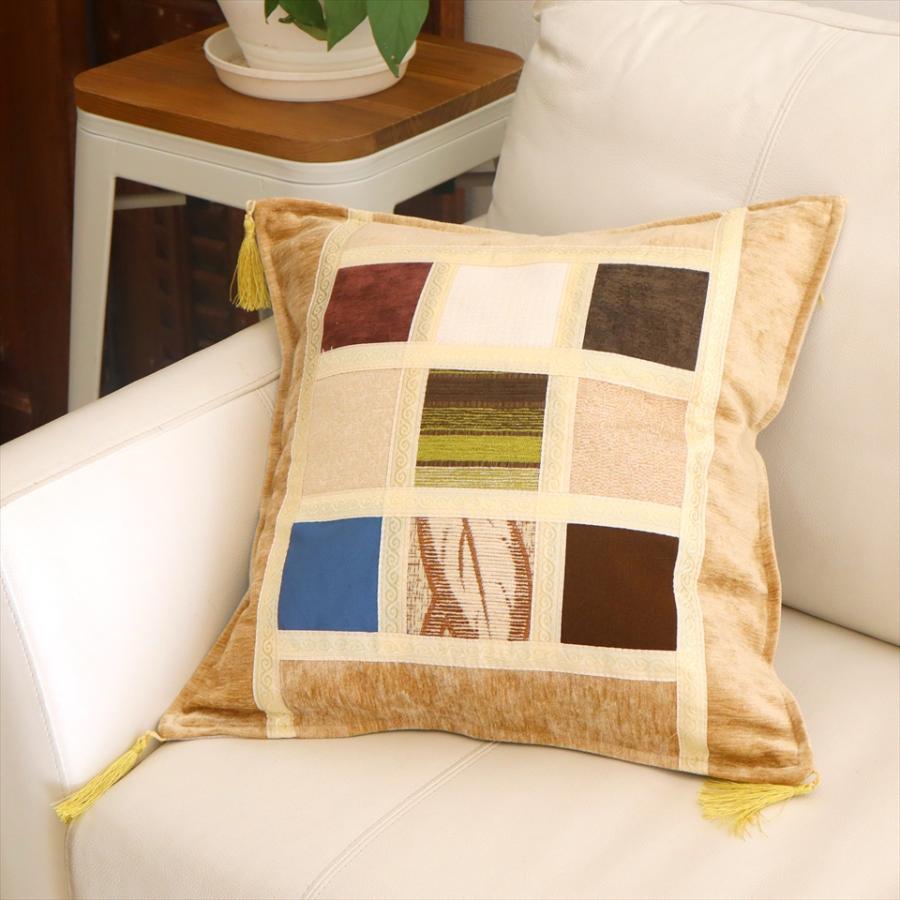 シュニール素材 モザイククッションカバー 45cmサイズ パッチワーク |  | 01