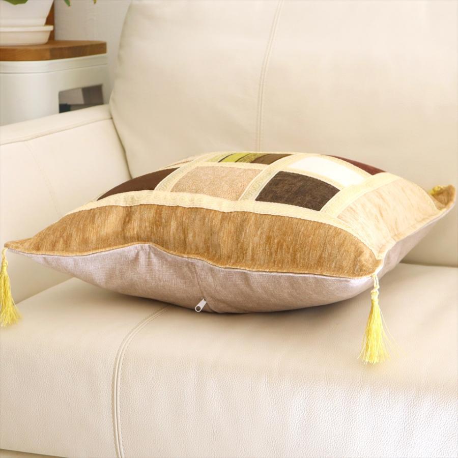 シュニール素材 モザイククッションカバー 45cmサイズ パッチワーク |  | 02