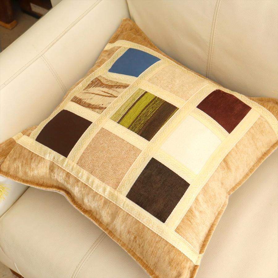 シュニール素材 モザイククッションカバー 45cmサイズ パッチワーク |  | 03