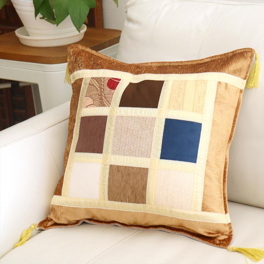 シュニール素材 モザイククッションカバー 45cmサイズ パッチワーク |  | 01