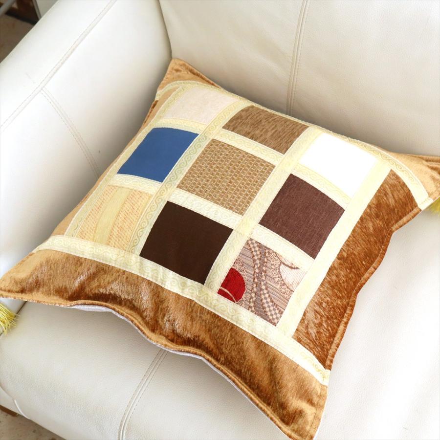 シュニール素材 モザイククッションカバー 45cmサイズ パッチワーク |  | 03