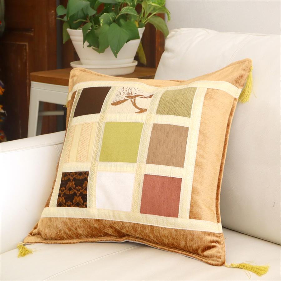 シュニール素材 モザイククッションカバー 45cmサイズ パッチワーク |  | 01