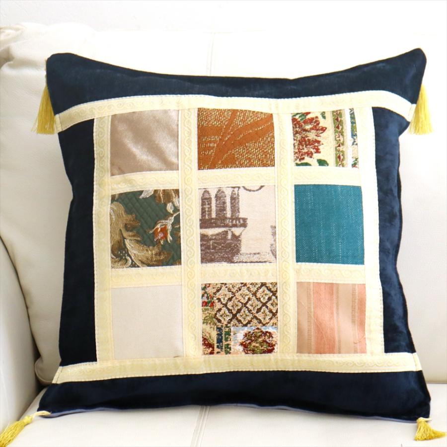 シュニール素材 モザイククッションカバー 45cmサイズ パッチワーク | 