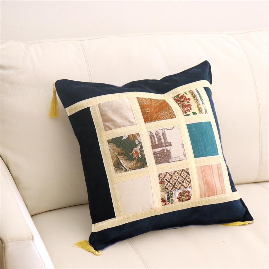 シュニール素材 モザイククッションカバー 45cmサイズ パッチワーク |  | 01