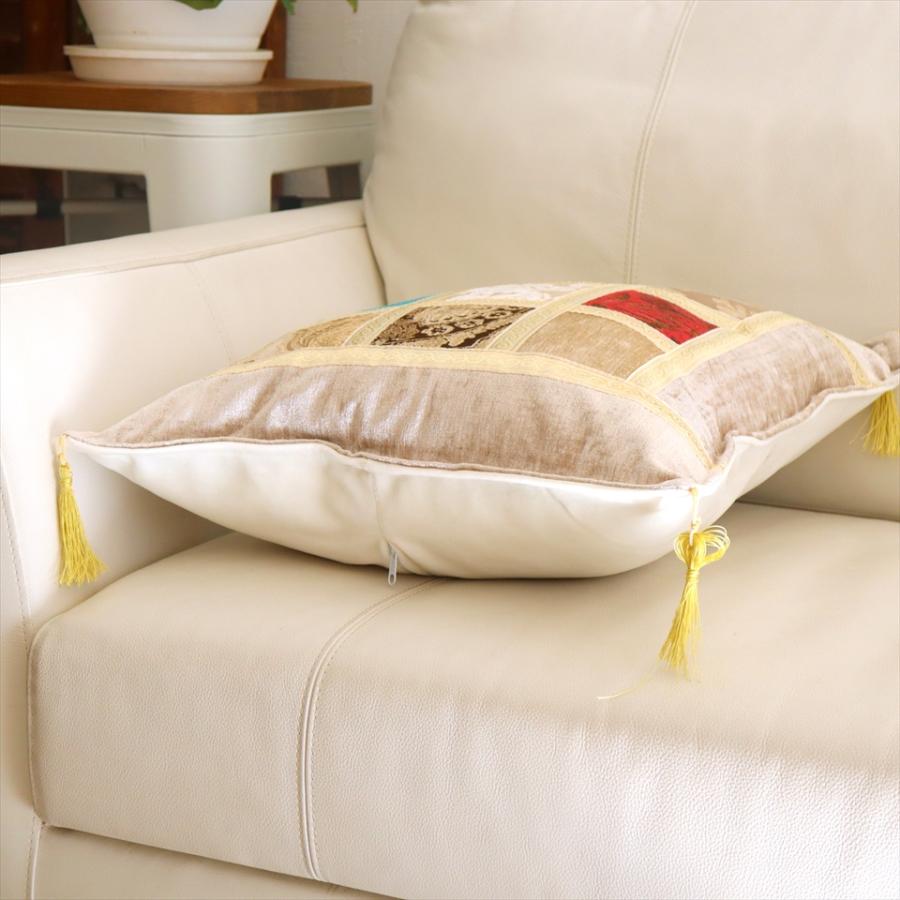 シュニール素材 モザイククッションカバー 45cmサイズ パッチワーク |  | 02