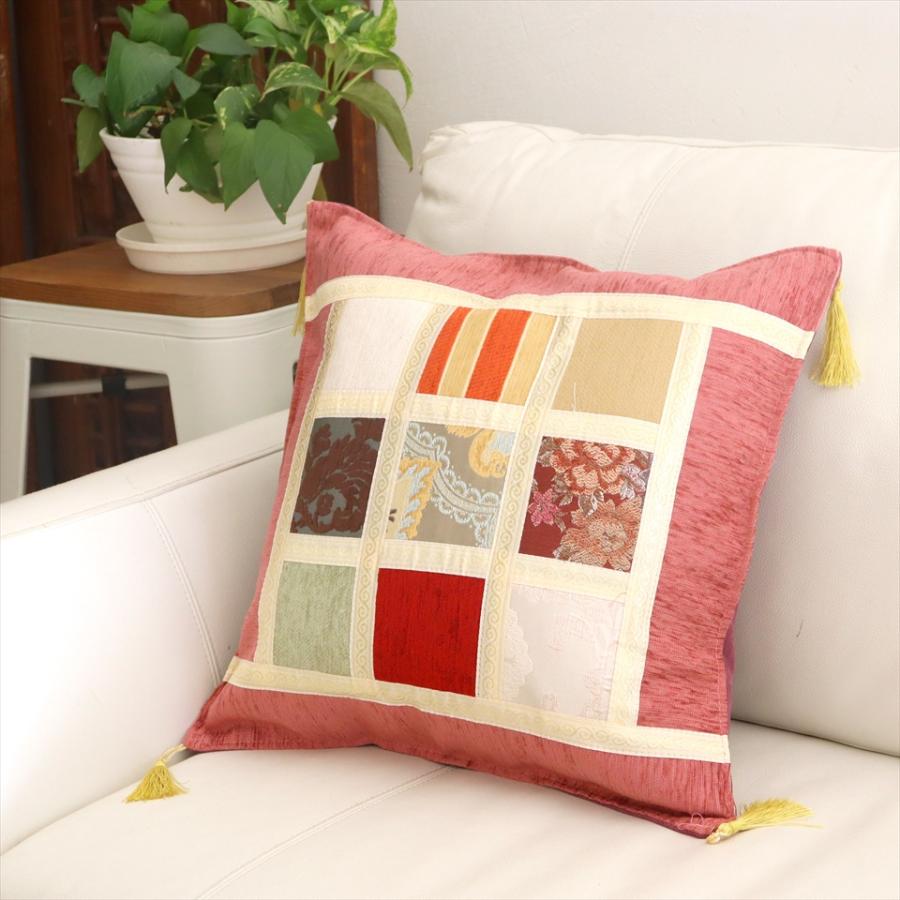 シュニール素材 モザイククッションカバー 45cmサイズ パッチワーク |  | 01