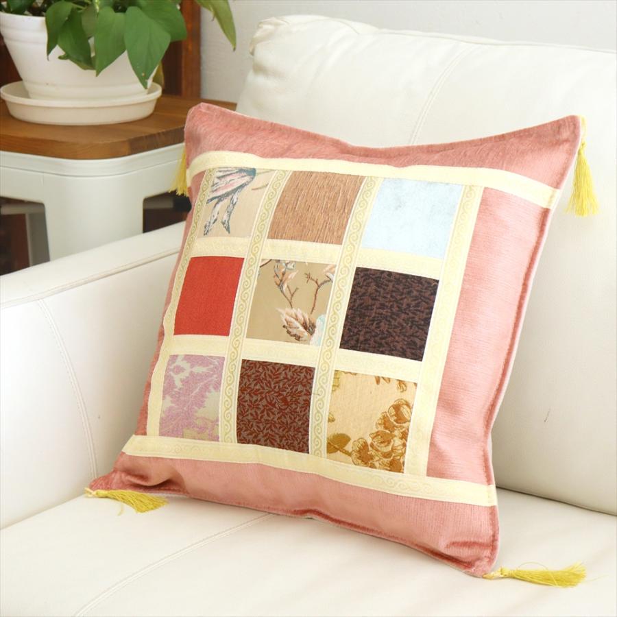 シュニール素材 モザイククッションカバー 45cmサイズ パッチワーク |  | 01