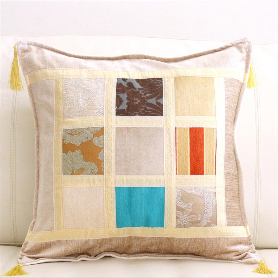 シュニール素材 モザイククッションカバー 45cmサイズ パッチワーク | 