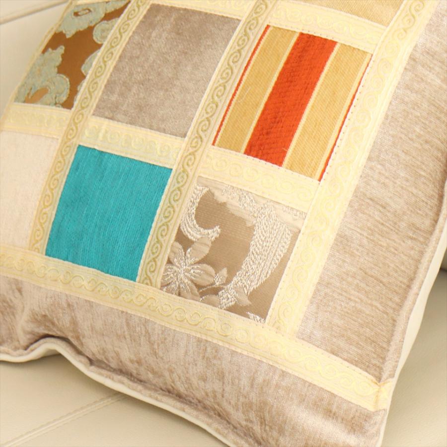 シュニール素材 モザイククッションカバー 45cmサイズ パッチワーク |  | 03