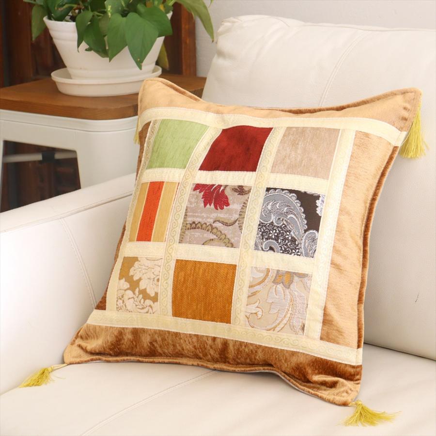 シュニール素材 モザイククッションカバー 45cmサイズ パッチワーク |  | 01