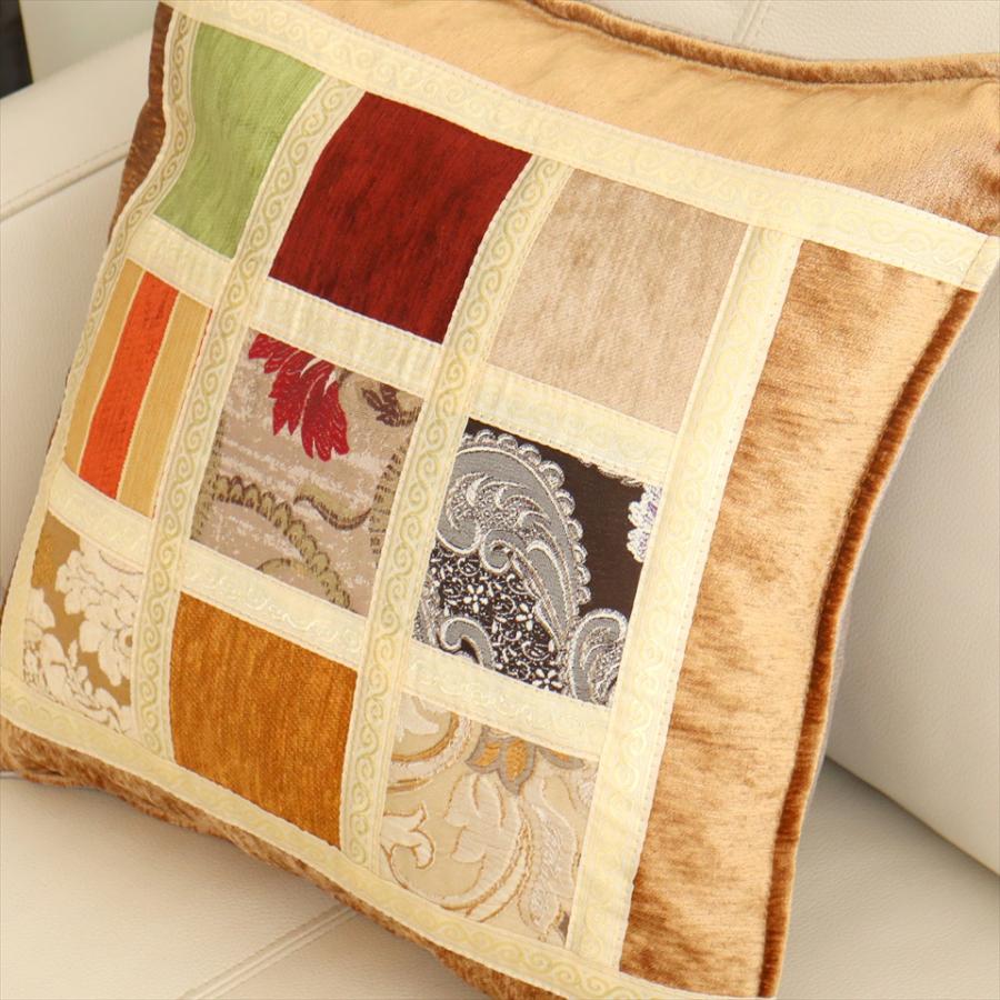 シュニール素材 モザイククッションカバー 45cmサイズ パッチワーク |  | 03