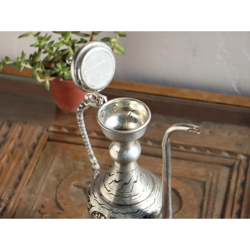 トルコ 銅製の水差し アンティークシルバー/高さ27cm 【公式通販】
