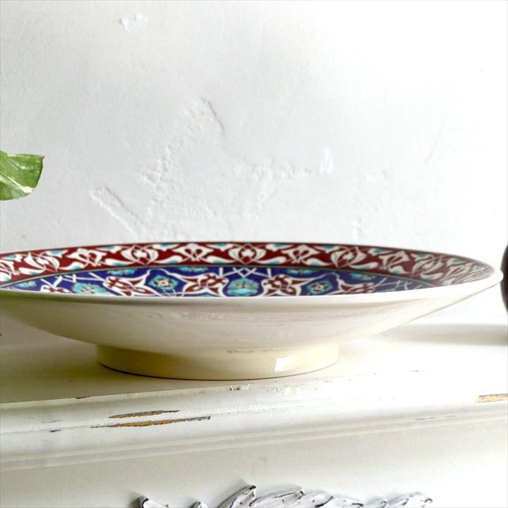 トルコ・キュタフヤ陶器 飾り絵皿 直径31cm アラベスク文様 オットマン