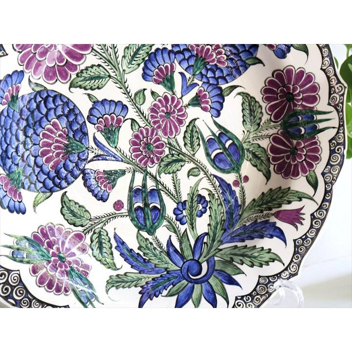 トルコ 絵皿 キリムスタイル / 手書き絵皿 30cm トルコ ミュージアムピース幾何学