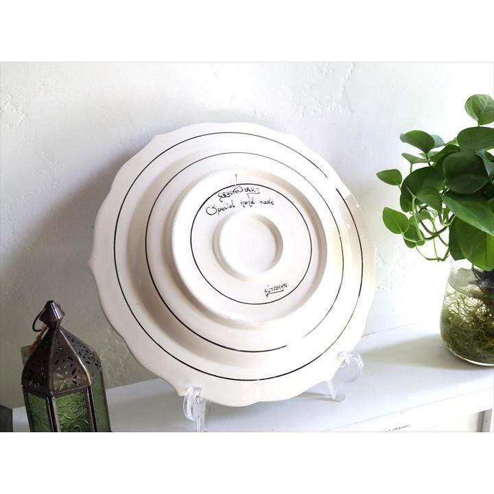 トルコ 手書き絵皿 直径32cm 飾り絵皿 ザクロとカーネーション