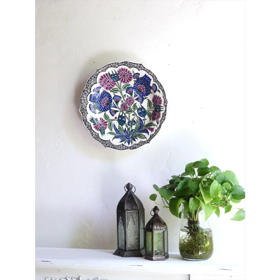 トルコ 手書き絵皿 直径32cm 飾り絵皿 ザクロとカーネーション