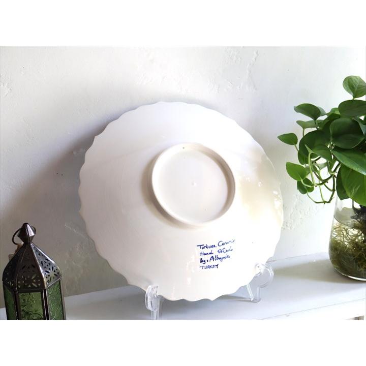 トルコ 手書き絵皿 直径31cm 飾り絵皿 ブルーフラワー ミュージアム