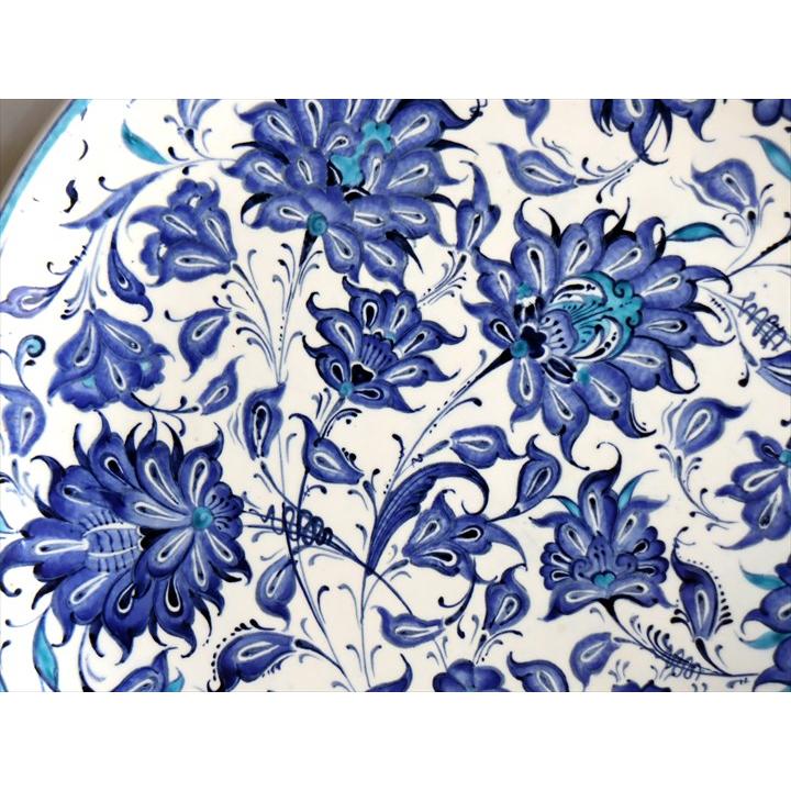 トルコ工芸品 絵皿　飾り皿　イスタンブール　版画　オスマン帝国 トルコ 手書き絵皿 直径31cm 飾り絵皿 ブルーフラワー ミュージアム