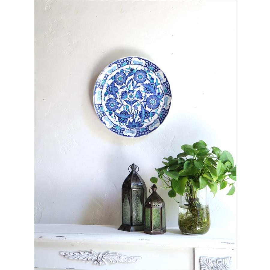 トルコ 手書き絵皿 直径30.5cm 飾り絵皿 ブルーフラワー ミュージアム