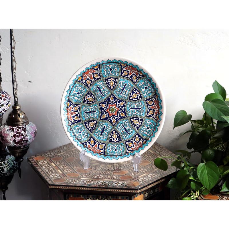 トルコ陶器 プレート 飾り皿 直径30cm キュタフヤ アルハンブラ工房